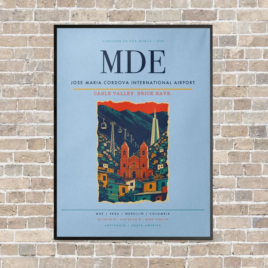 Jose Maria Cordova International Airport MDE - Canvas Framed - Light Blue