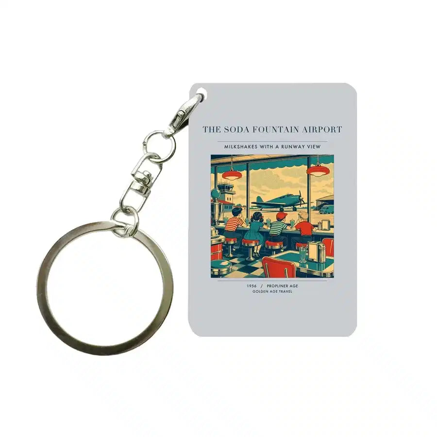 VINTAGE G4247 - The Soda Fountain Airport - Designed Key Chain design on lightgray