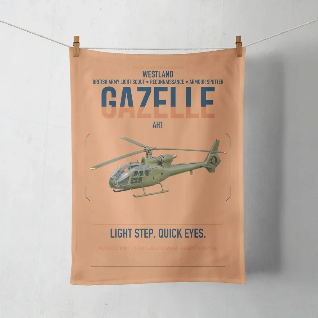Westland Gazelle AH1 design on orange towel