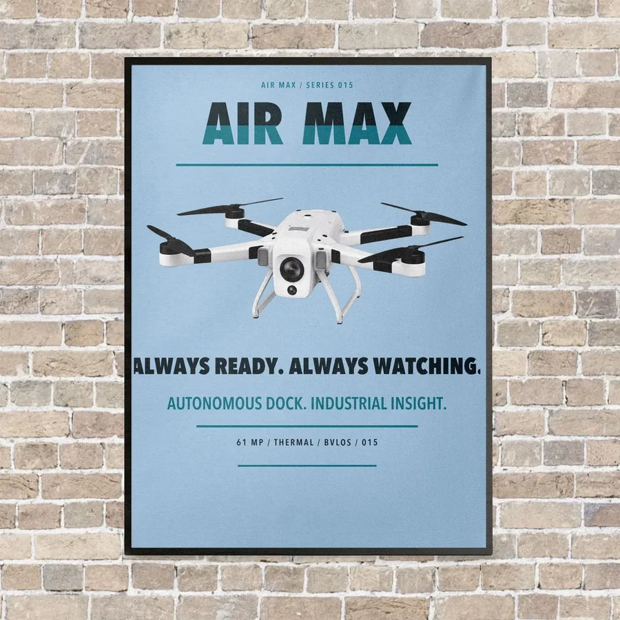 Percepto Air Max vertical canvas print - framed - light blue background
