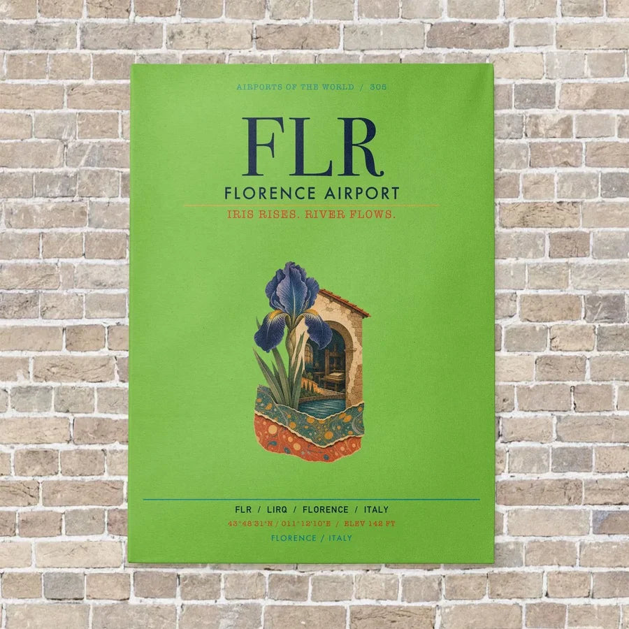 Florence Airport FLR vertical canvas print - no frame - light green background