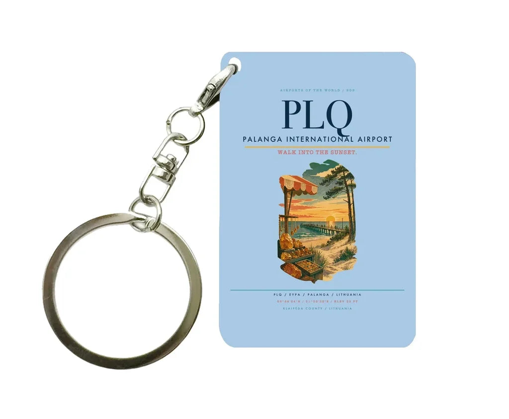 Palanga International Airport (PLQ) design on light blue key chain