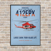 Thumbnail for SUBARU Bell 412EPX vertical canvas print - framed - light blue background