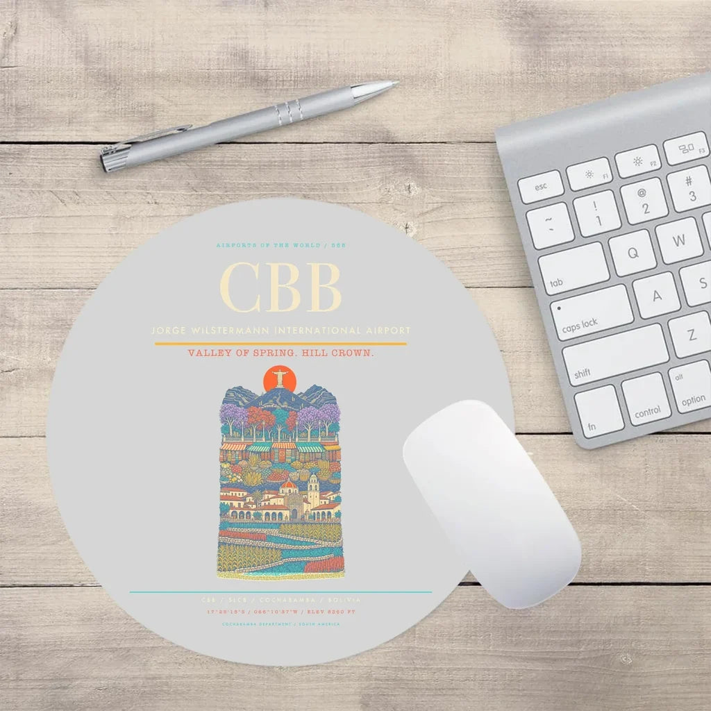 Jorge Wilstermann International Airport CBB Mouse-Pad Round - Light Gray