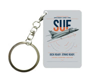 Thumbnail for Dassault Super Étendard design on light gray designed key chain, double-side print