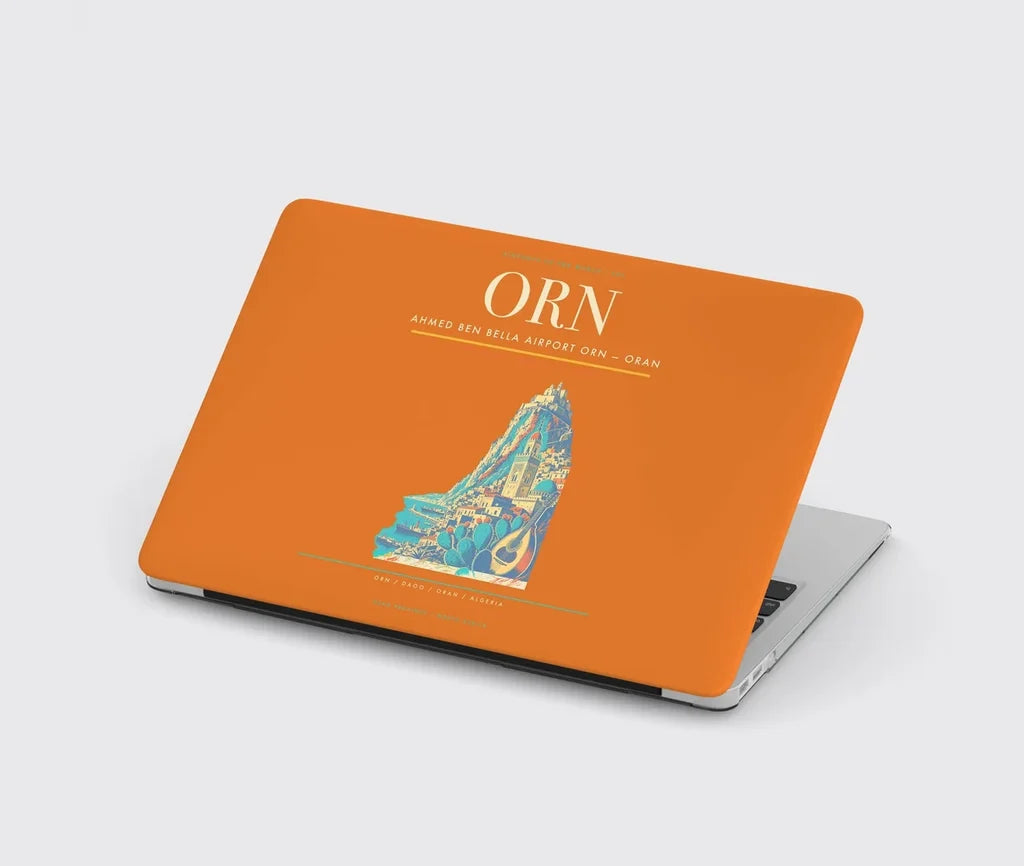 Ahmed Ben Bella Airport (ORN) design on orange MacBook case