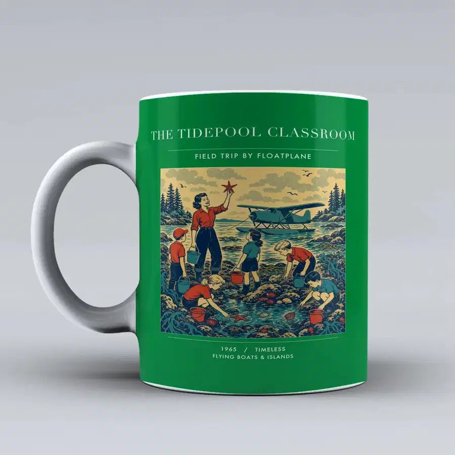 VINTAGE G4366 - The Tidepool Classroom - Ceramic Mug design on green