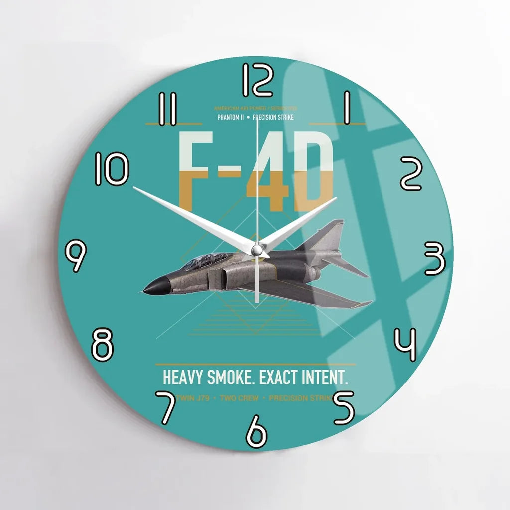 F-4D Phantom II design on turquoise no frame wall clock