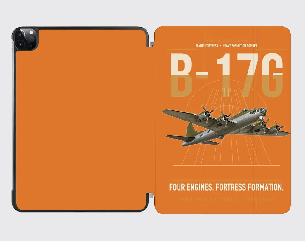 B-17G Flying Fortress design on orange ipad tablet case
