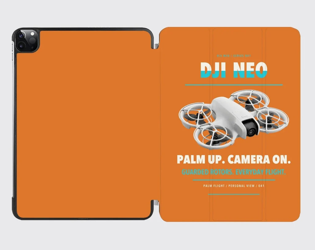 DJI Neo design on orange ipad tablet case
