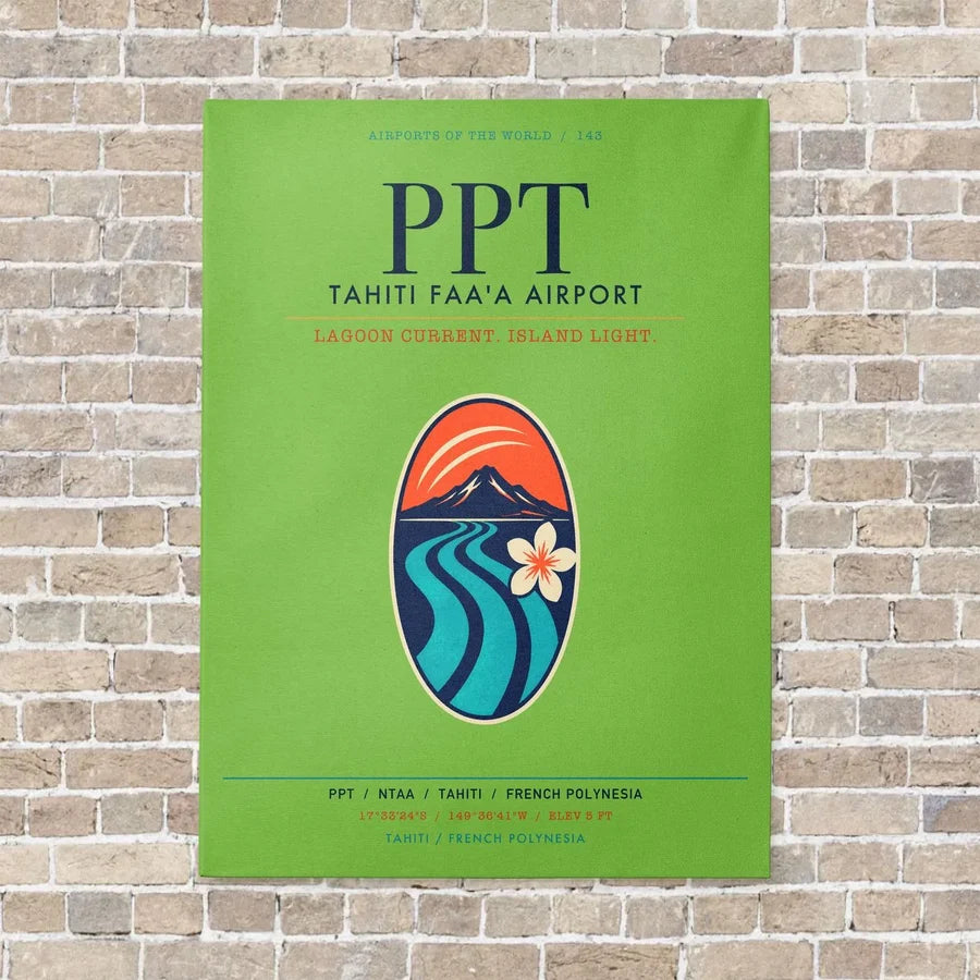 Tahiti Faa'a Airport PPT vertical canvas print - no frame - light green background