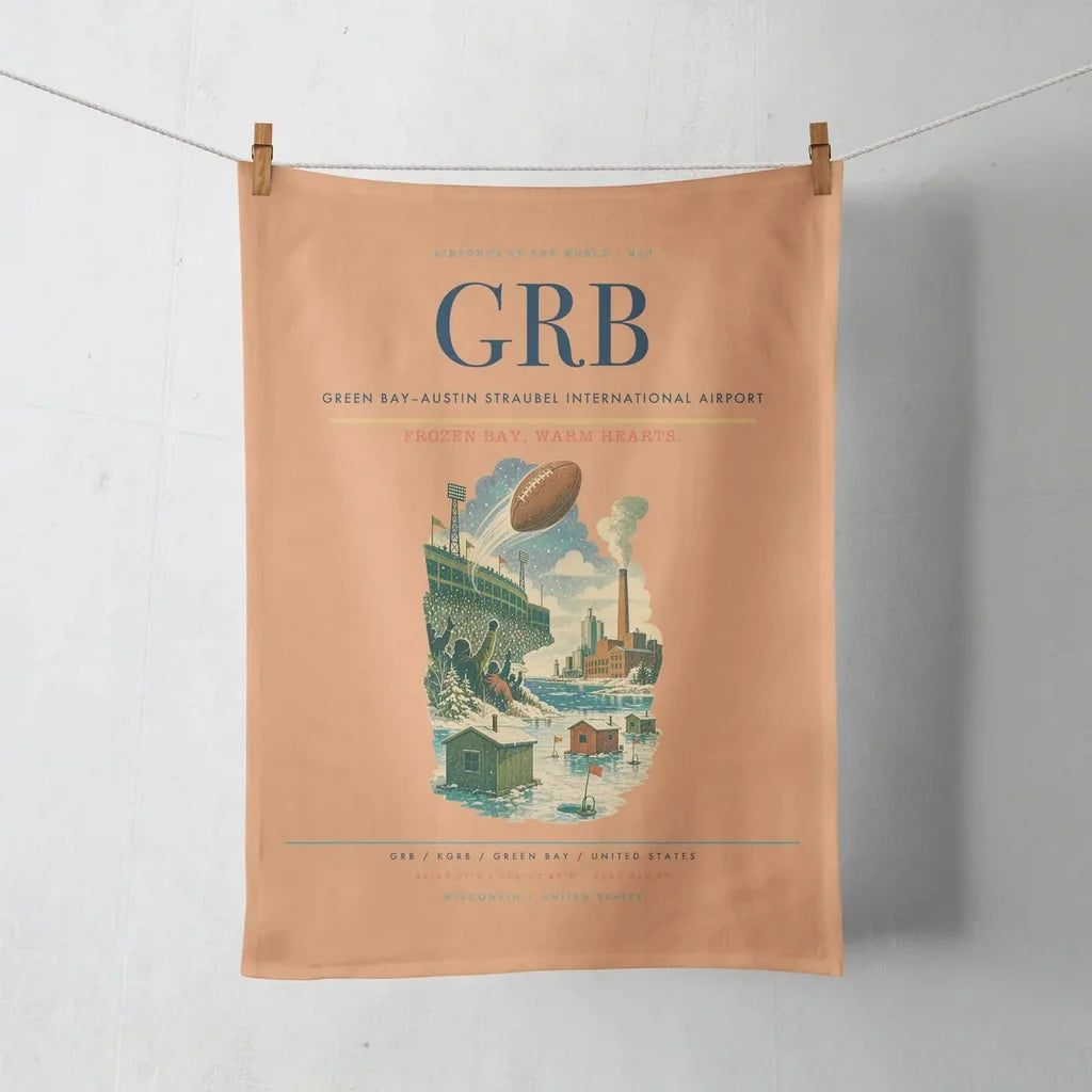 Green Bay–Austin Straubel International Airport (GRB) design on orange towel