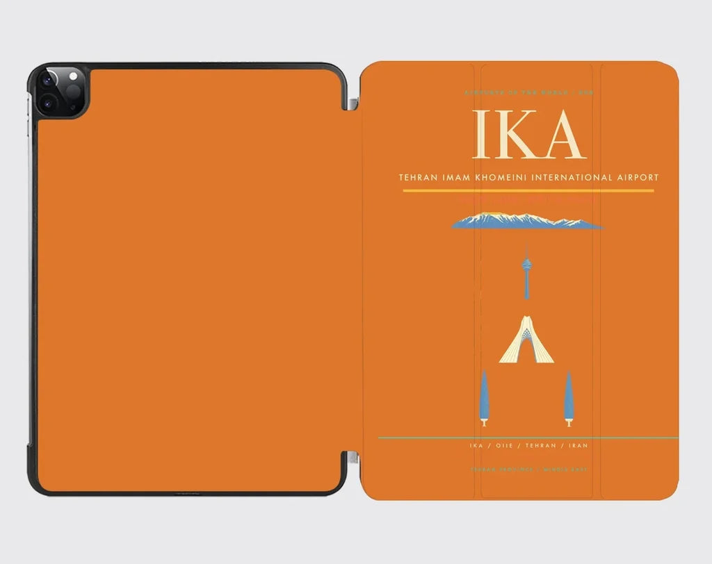 Tehran Imam Khomeini International Airport (IKA) design on orange ipad tablet case