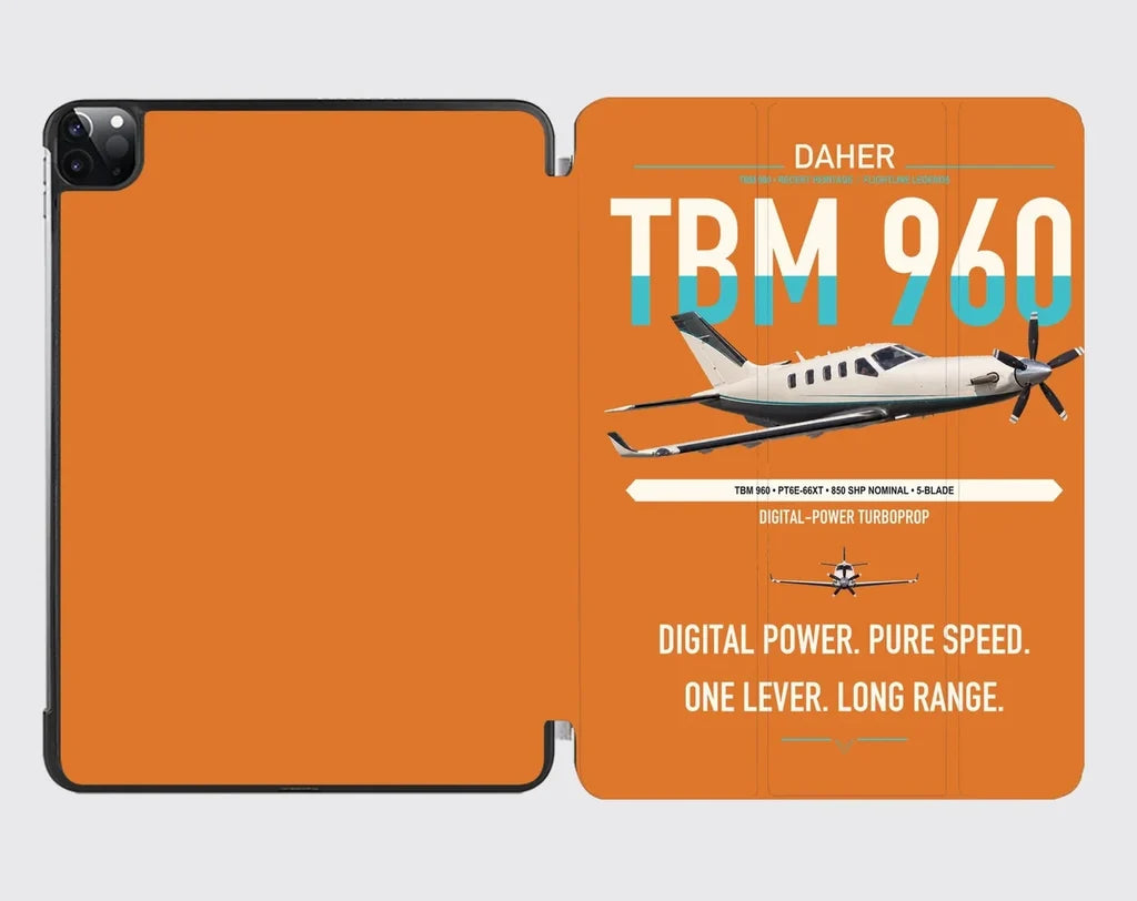 Daher TBM 960 design on orange ipad tablet case