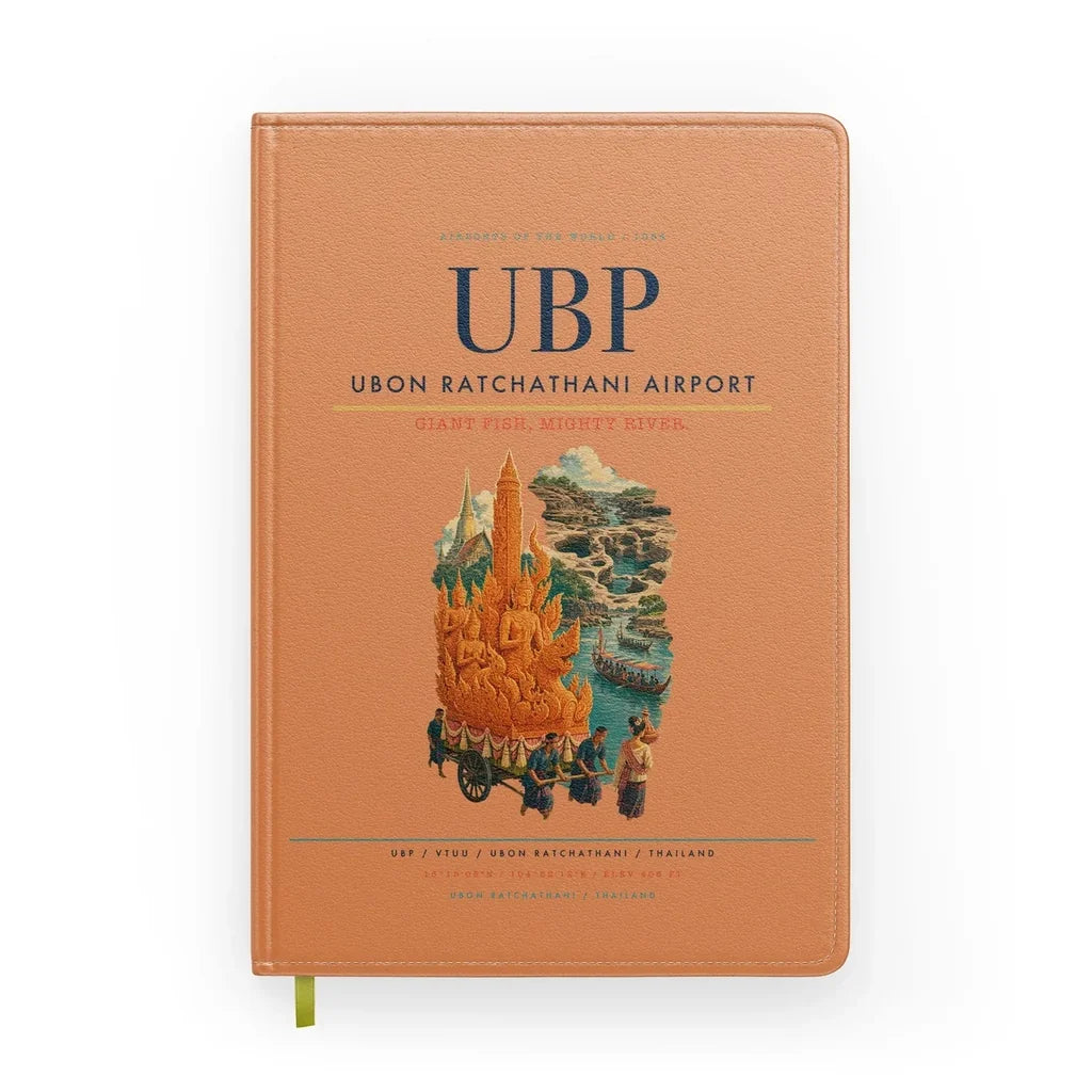 Ubon Ratchathani Airport (UBP) design on orange notebook