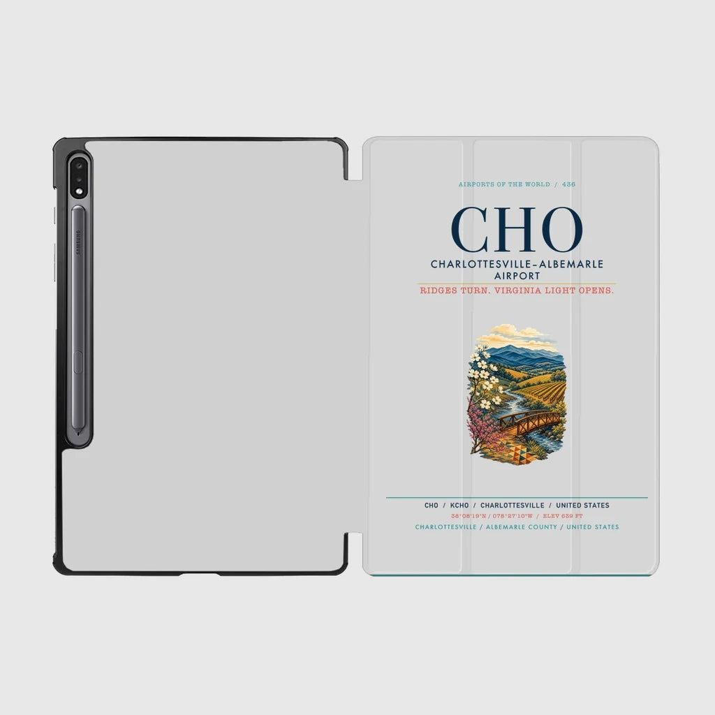 Charlottesville–Albemarle Airport (CHO) design on light gray samsung tablet tablet case