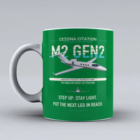 Thumbnail for Cessna Citation M2 Gen2 design on green ceramic mug, double-side print