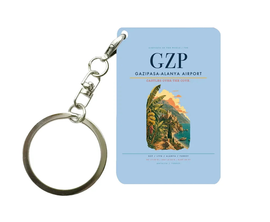 Gazipasa-Alanya Airport (GZP) design on light blue key chain