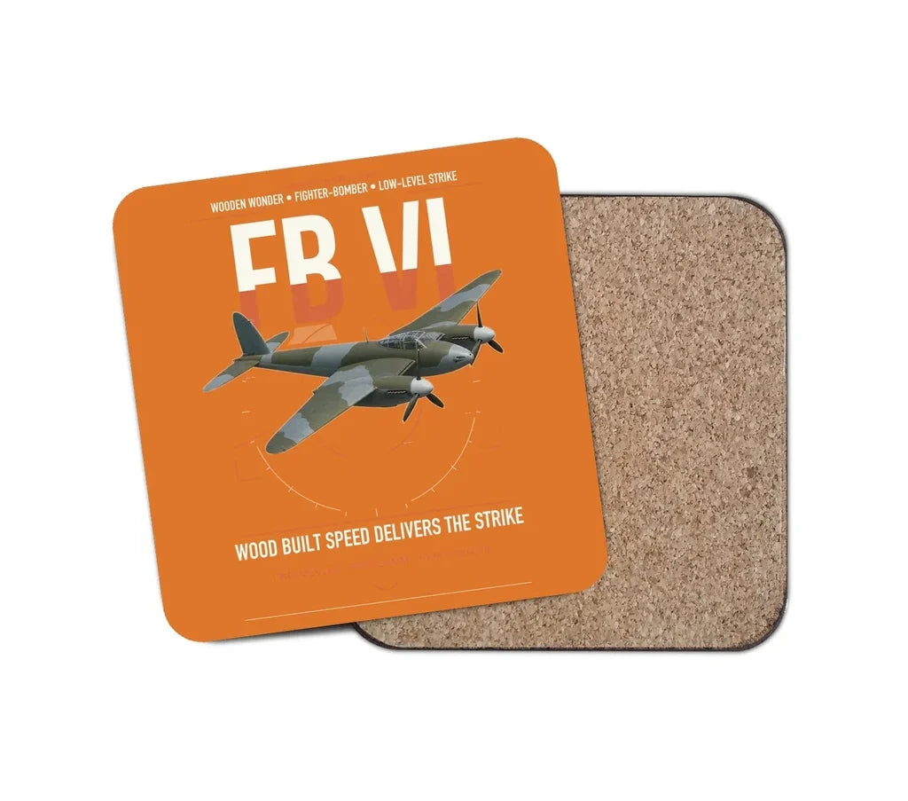 de Havilland Mosquito FB VI design on orange 1 piece coaster