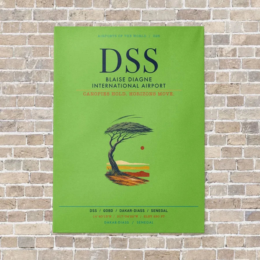 Blaise Diagne International Airport DSS vertical canvas print - no frame - light green background