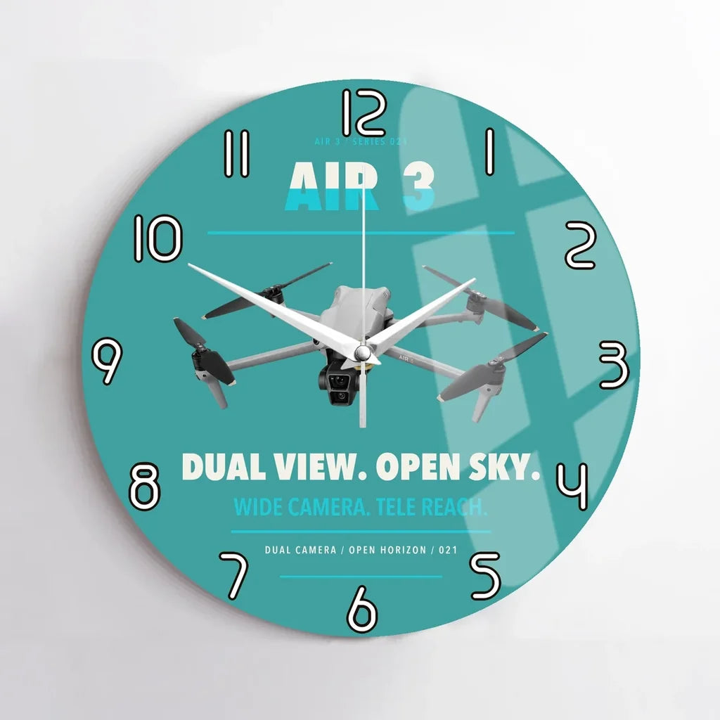 DJI Air 3 design on turquoise no frame wall clock