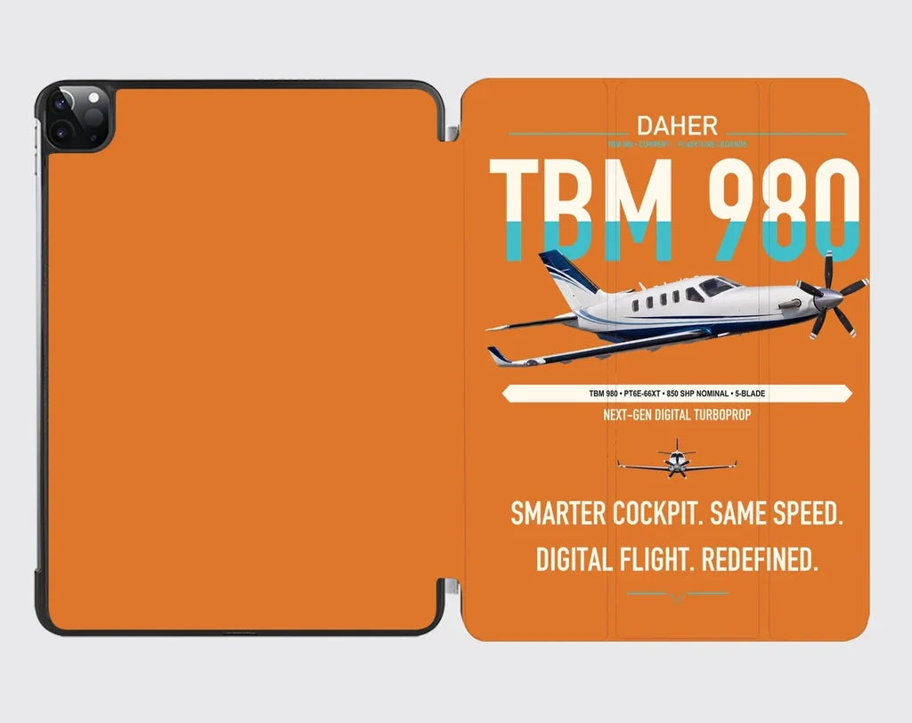 Daher TBM 980 design on orange ipad tablet case