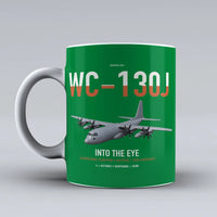 Thumbnail for WC-130J Hurricane Hunter design on green ceramic mug, double-side print