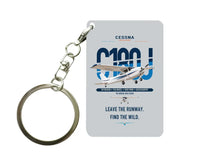 Thumbnail for Cessna 180J Skywagon design on light gray designed key chain, double-side print