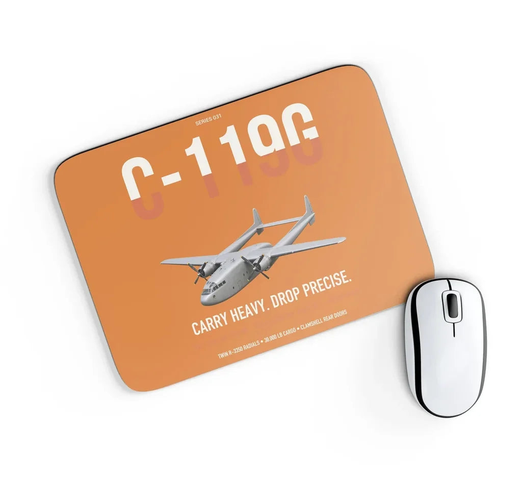 C-119G Flying Boxcar design on orange rectangle mouse pad