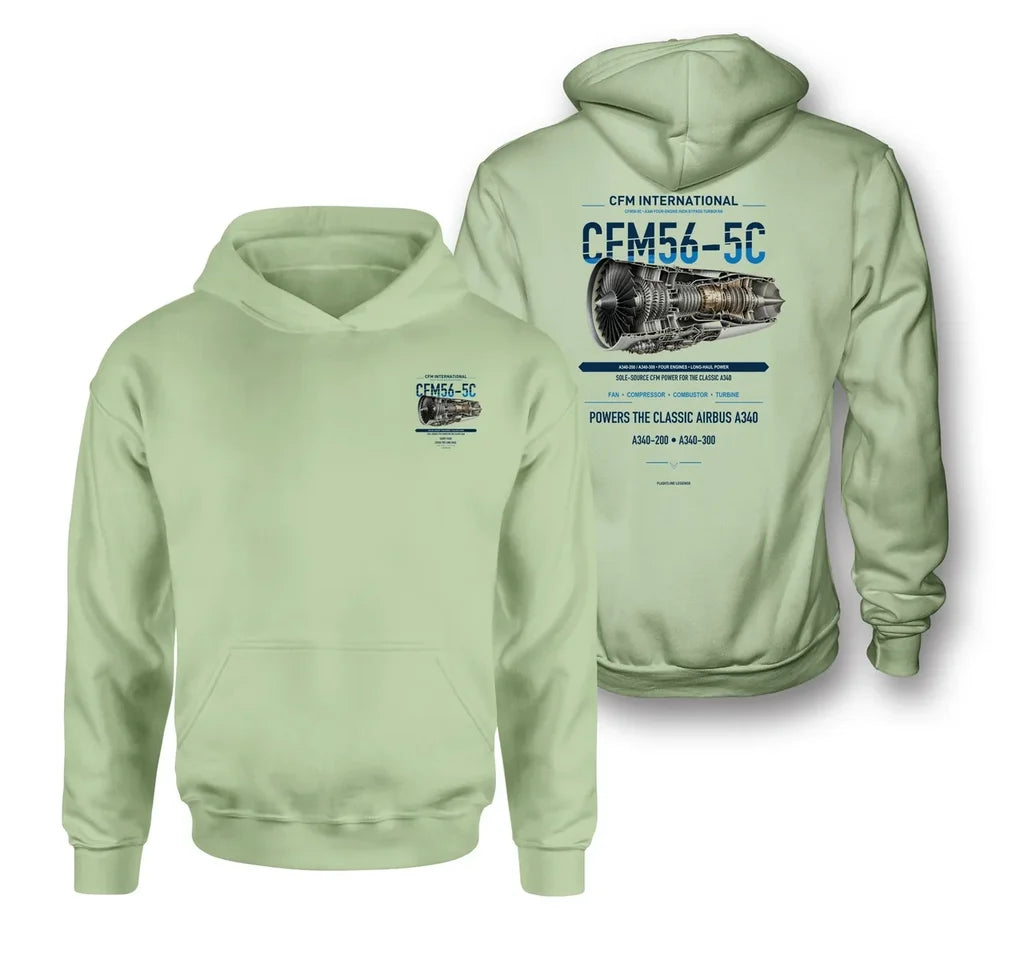 CFM56-5C design on light green hoodie