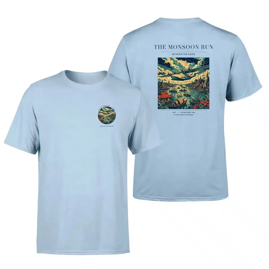 VINTAGE G4061 - The Monsoon Run - Double-Side T-Shirt design on lightblue double side t shirt