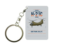 Thumbnail for Piasecki H-21C Shawnee design on light gray designed key chain, double-side print