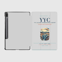Thumbnail for YYC Calgary International Airport (YYC) design on light gray samsung tablet tablet case