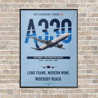 Thumbnail for Airbus A330-900neo vertical canvas print - framed - light blue background