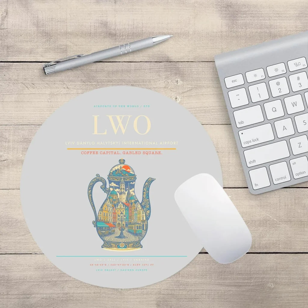Lviv Danylo Halytskyi International Airport LWO Mouse-Pad Round - Light Gray