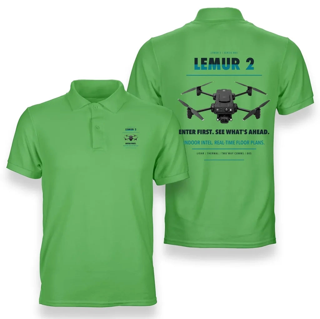 BRINC LEMUR 2 design on light green polo