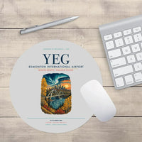 Thumbnail for Edmonton International Airport (YEG) design on light gray round mouse pad