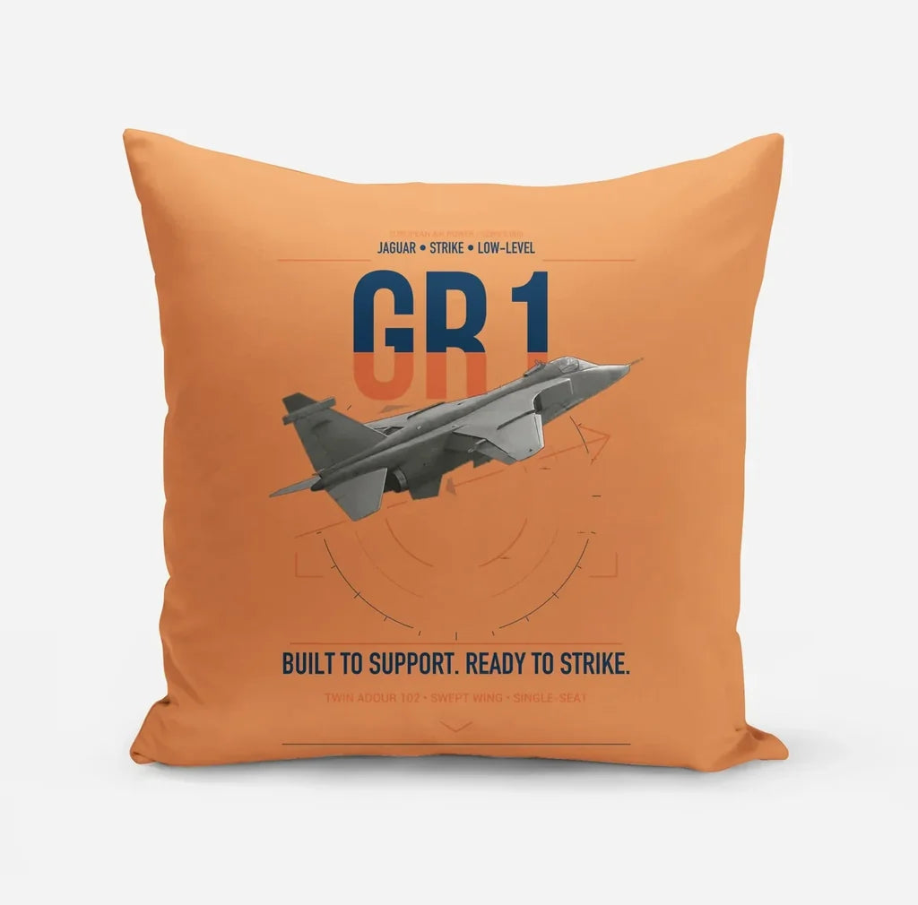 SEPECAT Jaguar GR1 design on orange pillow