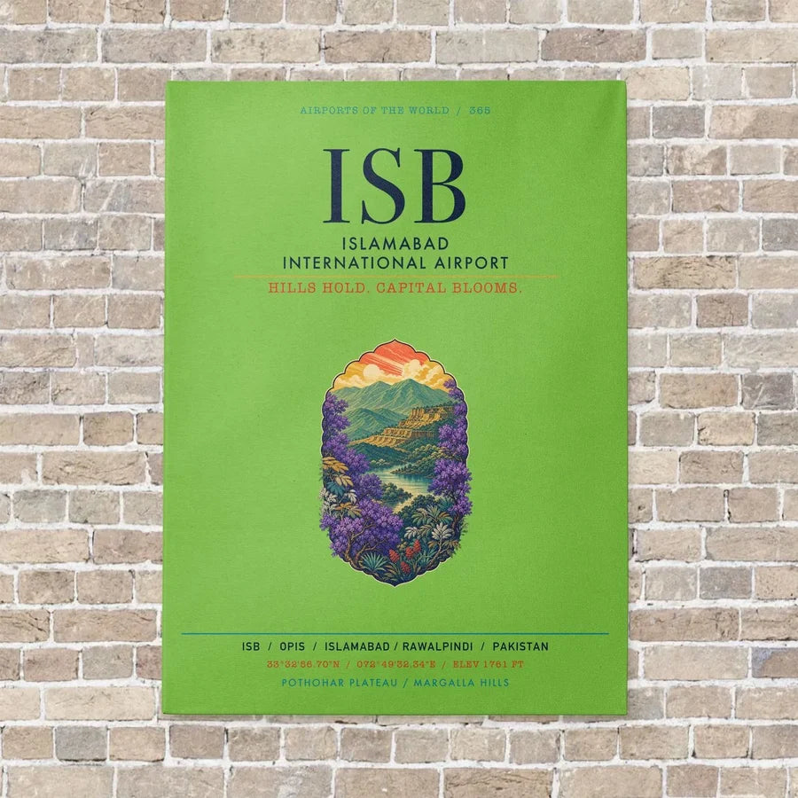 Islamabad International Airport ISB vertical canvas print - no frame - light green background