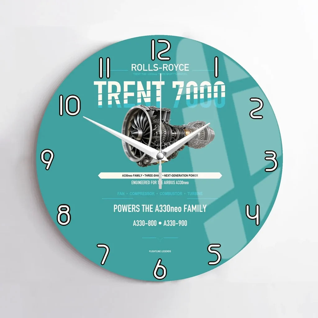 TRENT 7000 design on turquoise no frame wall clock