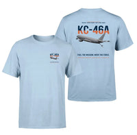Thumbnail for KC-46A PEGASUS design on light blue double-side t-shirt, double-side print