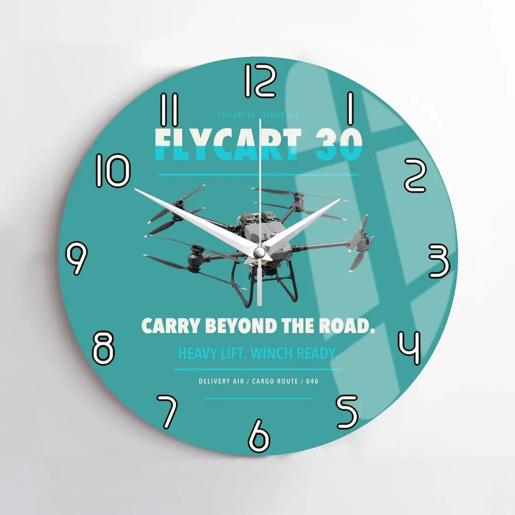 DJI FlyCart 30 design on turquoise no frame wall clock