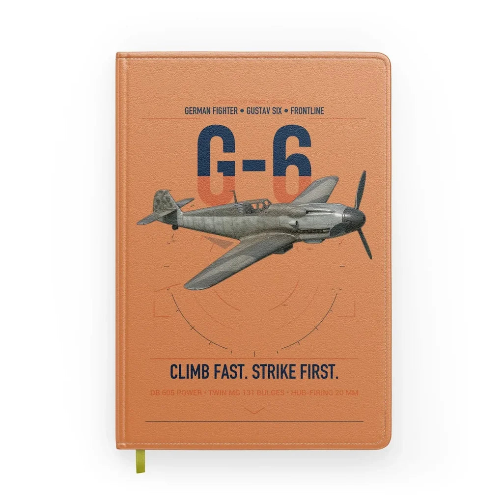 Messerschmitt Bf 109G-6 design on orange notebook