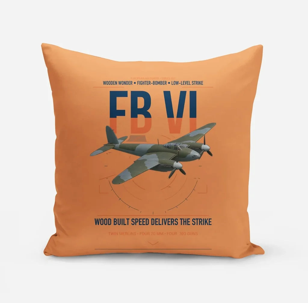 de Havilland Mosquito FB VI design on orange pillow