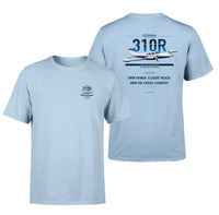 Thumbnail for Cessna 310R design on light blue double-side t-shirt, double-side print