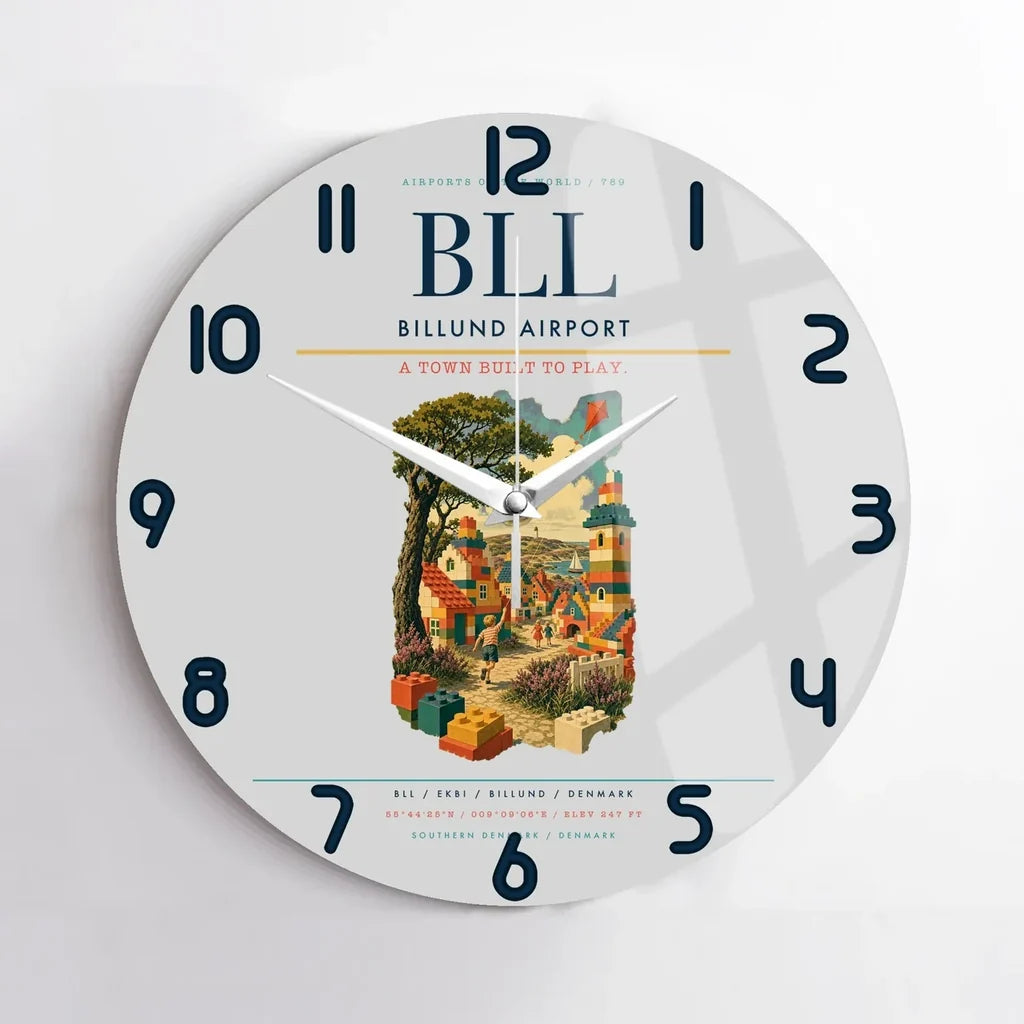 Billund Airport BLL Wall-Clock No-Frame - Light Gray