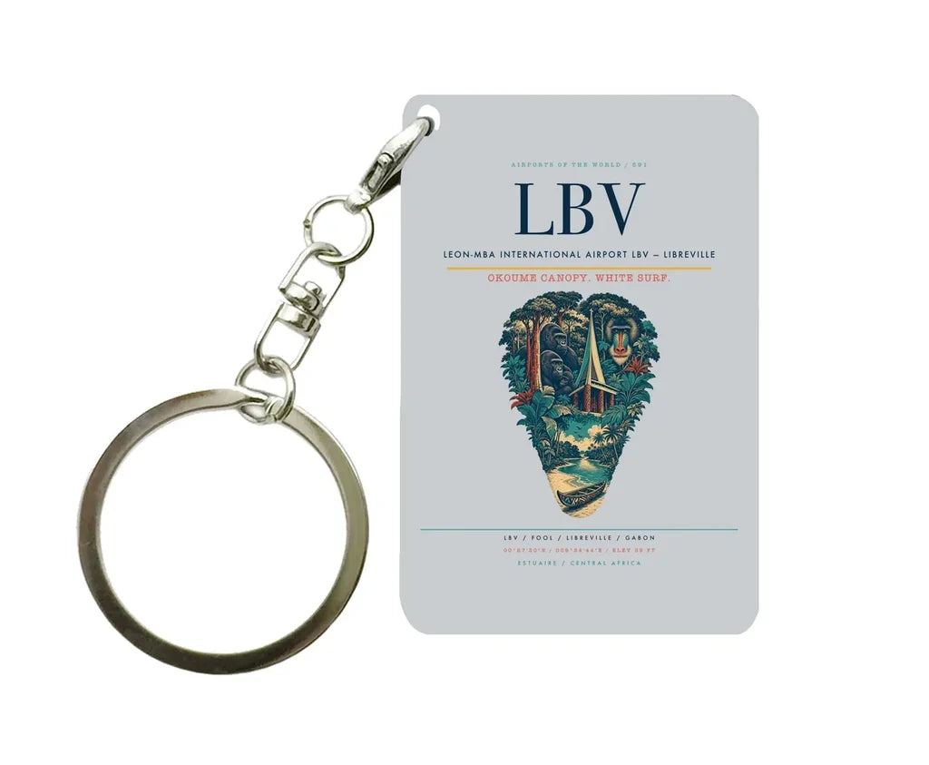 Leon-Mba International Airport LBV — Libreville Key Chain design on light gray key chain
