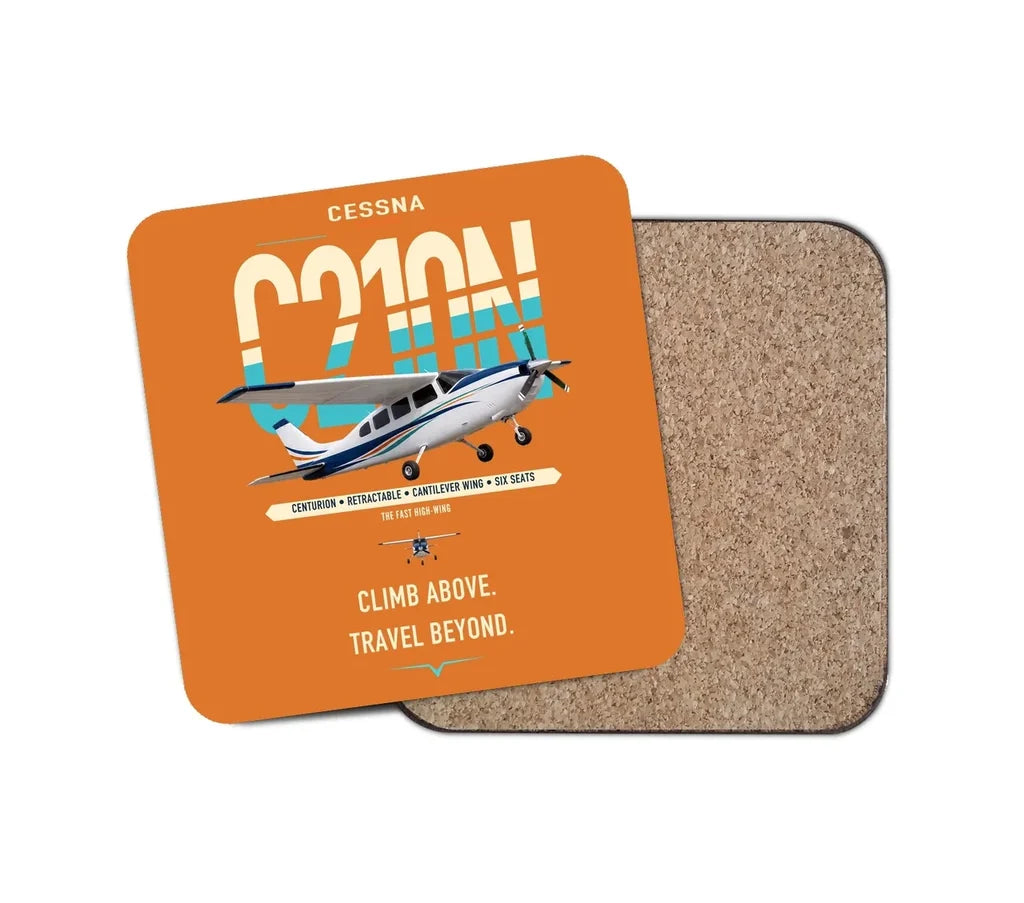 Cessna T210N Centurion design on orange 1 piece coaster