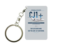 Thumbnail for Cessna Citation CJ1+ design on light gray designed key chain, double-side print