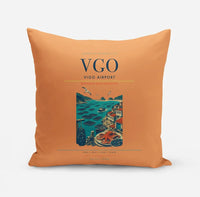 Thumbnail for Vigo Airport (VGO) design on orange pillow